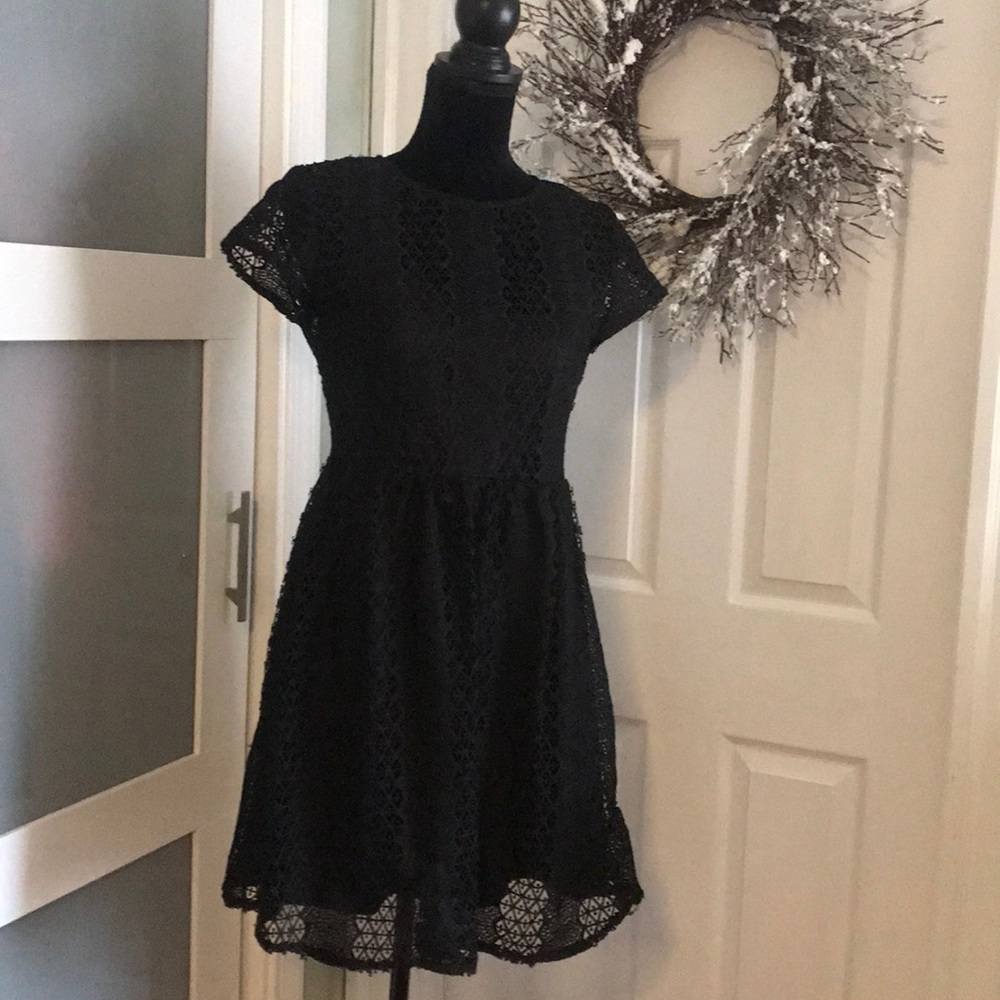 Zara Basics lace overlay dress!